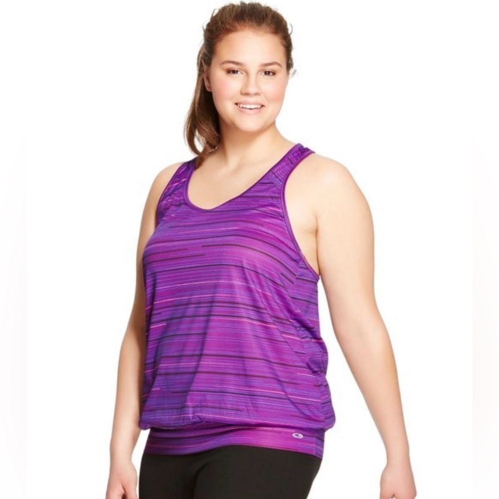 Champion Women's Purple Striped Tank Top Duodry Size M